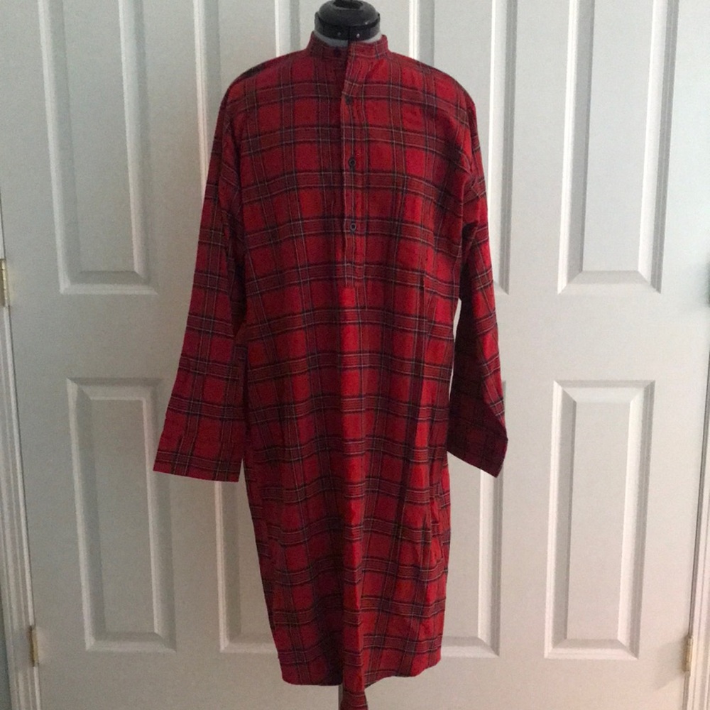 Magee Ireland Red Plaid Long Sleeve Sleep Shirt Nightgown M Women S Men